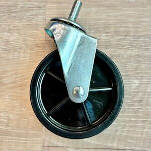 4” Swivel Caster Wheel Threaded Stem Heavy Duty Black Swivel Single Replacement